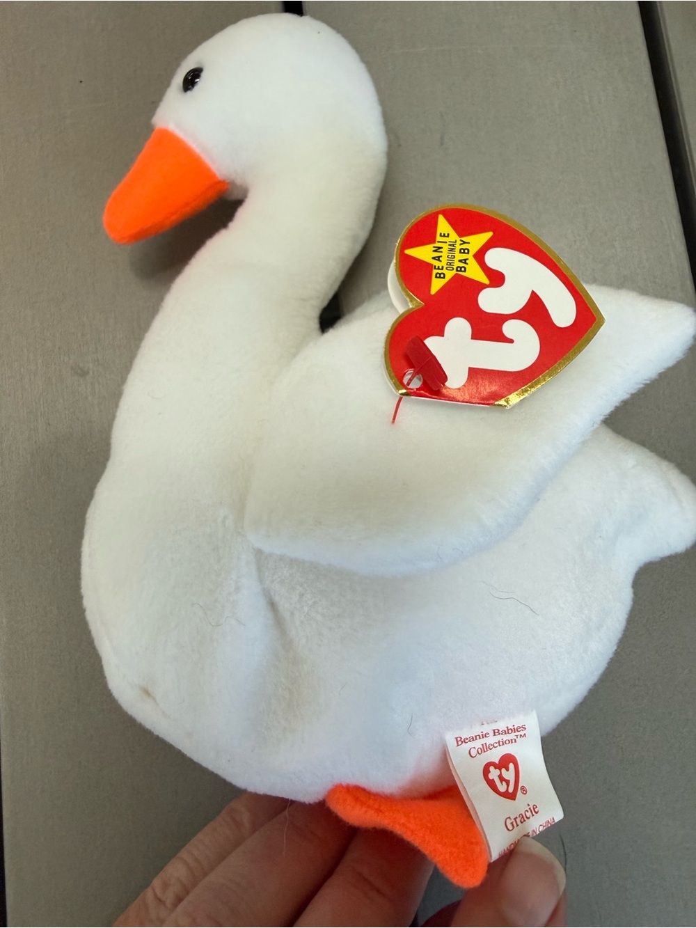 TY Beanie Baby "Gracie" White Swan Plush vintage